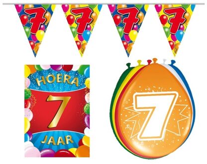 Shoppartners Leeftijd feestartikelen 7 jaar voordeel pakket Multi