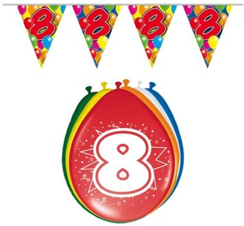 Shoppartners Leeftijd feestartikelen 8 jaar setje