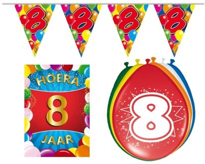 Shoppartners Leeftijd feestartikelen 8 jaar voordeel pakket Multi