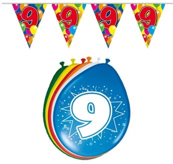 Shoppartners Leeftijd feestartikelen 9 jaar setje