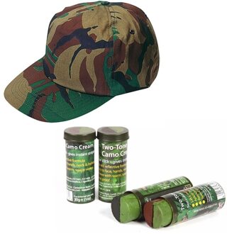 Shoppartners Leger Soldaten accessoires verkleedset - camouflage petje - en schmink - volwassenen