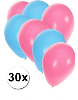 Shoppartners Lichtblauwe en lichtroze ballonnen 30 stuks - Ballonnen Multikleur