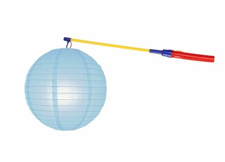 Shoppartners Lichtblauwe lampion 25 cm met lampionstokje IJsblauw