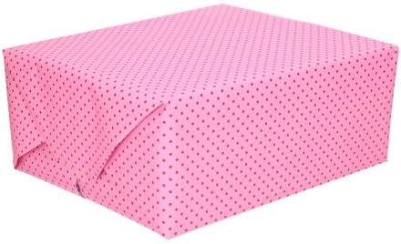 Shoppartners Lichtroze cadeaupapier met roze stipjes 70 x 200 cm - Cadeaupapier