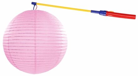 Shoppartners Lichtroze lampion 35 cm met lampionstokje