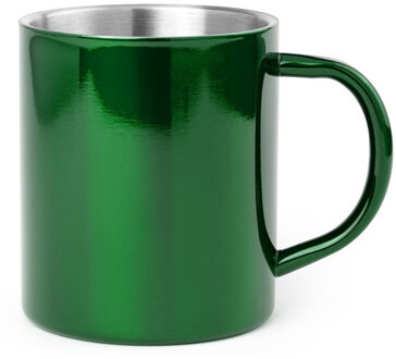 Shoppartners Luxe drinkbeker/koffiemok - metallic groen - 280 ml - RVS - glitter and glamour