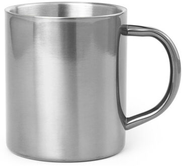 Shoppartners Luxe drinkbeker/koffiemok - metallic zilver - 280 ml - RVS - glitter and glamour