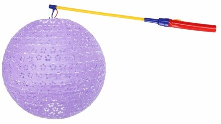 Shoppartners Luxe lila lampion 35 cm met lampionstokje - Sint Maarten lampionnen