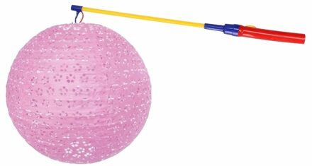 Shoppartners Luxe roze lampion 35 cm met lampionstokje - Sint Maarten lampionnen