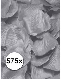 Shoppartners Luxe rozenblaadjes - 576x - zilver - 3 cm - stof - strooi rozenbladeren