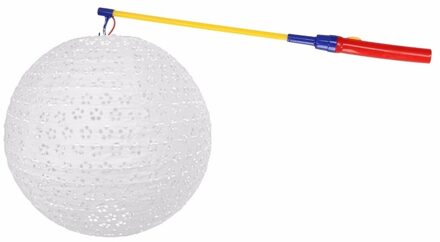 Shoppartners Luxe witte lampion 35 cm met lampionstokje - Sint Maarten lampionnen