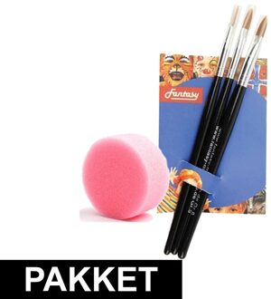 Shoppartners Make-up penselenset van 3 met sponsje Multi