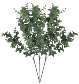 Shoppartners Mica Decorations Kunstblad - 3x - eucalyptus - groen - tak - 65 cm - decoratie