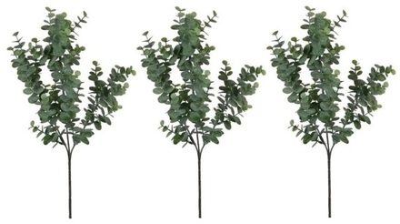 Shoppartners Mica Decorations Kunstblad - 3x - eucalyptus - groen - tak - 65 cm - decoratie
