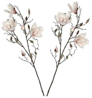 Shoppartners Mica Decorations Kunstbloem - 2x - magnolia - lichtroze - 90 cm - takken - Kunstbloemen boeketten