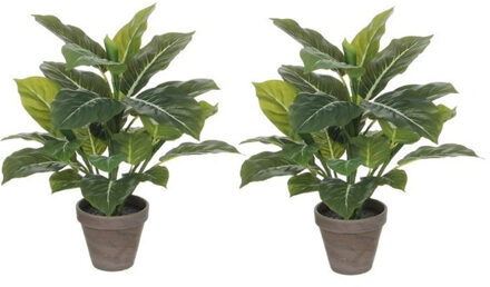 Shoppartners Mica Decorations Kunstplant - 3x stuks - philodendron - groen - 49 cm