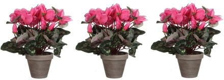 Shoppartners Mica Decorations Kunstplant - Voordeelset van 4x stuks - cyclaam - roze - 30 cm