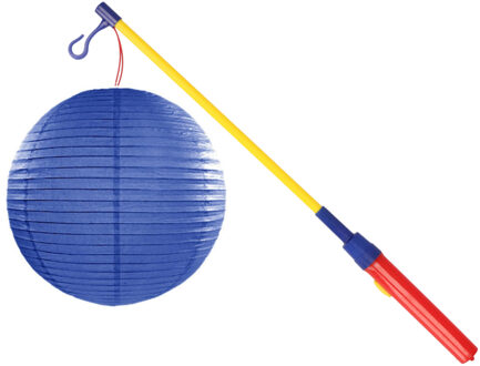 Shoppartners Mooie Lampion Luxe Blauwe print met lampionstokje setje