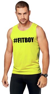 Shoppartners Neon geel sport shirt/ singlet #Fitboy heren 2XL