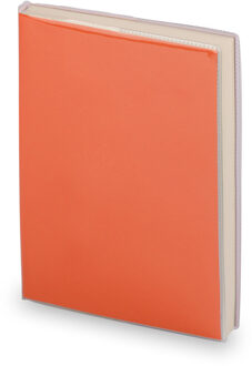 Shoppartners Notitieblokje zachte kaft oranje met plastic hoes 10 x 13 cm - Notitieboek