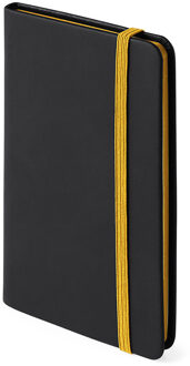 Shoppartners Notitieboekje met geel elastiek pu-leer kaft 9 x 14 cm