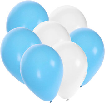 Shoppartners Oktoberfest/beieren thema kleuren ballonnen 90x stuks blauw/wit
