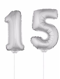 Shoppartners Opblaas cijfer 15 folie ballon 41 cm