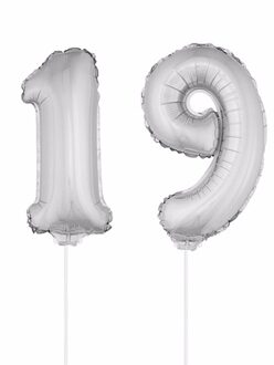 Shoppartners Opblaas cijfer 19 folie ballon 41 cm