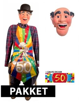 Shoppartners Opblaasbare Abraham tuin pop en masker - 140 cm - 50 jaar geworden - met accessoires