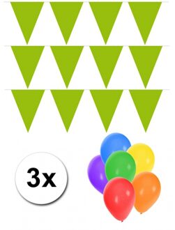Shoppartners Pakket 3x vlaggenlijn XL lime incl gratis ballonnen
