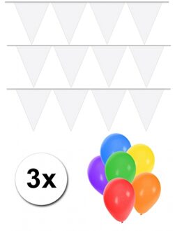Shoppartners Pakket 3x vlaggenlijn XL wit incl gratis ballonnen