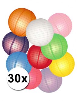 Shoppartners Pakket met gekleurde lampionnen - Feestlampionnen Multikleur