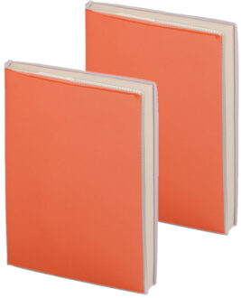 Shoppartners Pakket van 8x stuks notitieblokje zachte kaft oranje met plastic hoes 10 x 13 cm