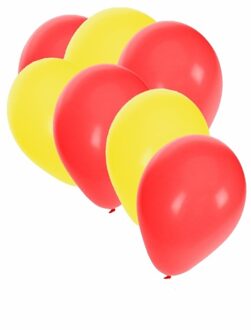 Shoppartners Party ballonnen - 30x stuks - geel en rood - 27 cm - feestartikelen