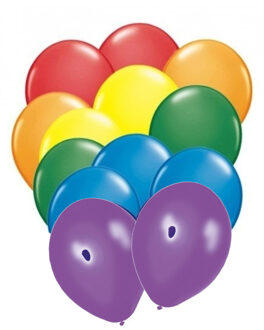 Shoppartners Party ballonnen - 30x stuks - regenboog kleuren - versiering - feestartikelen