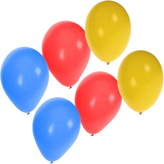 Shoppartners Party Ballonnen - 60x stuks - blauw-rood-geel - latex - 27 cm - versiering