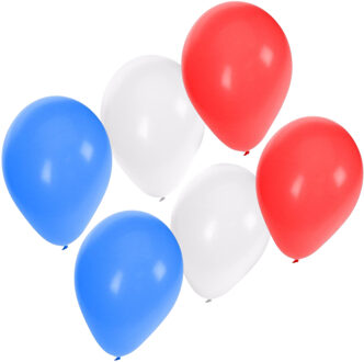 Shoppartners Party Ballonnen - 60x stuks - rood-wit-blauw - latex - 27 cm - versiering