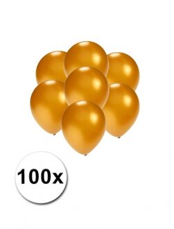 Shoppartners Party ballonnen - klein formaat - goud - 100x - 13 cm - feestartikelen/versiering