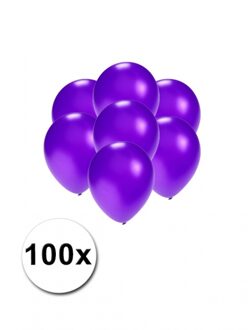 Shoppartners Party ballonnen - klein formaat - paars - 100x - 13 cm - feestartikelen/versiering