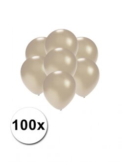 Shoppartners Party ballonnen - klein formaat - zilver - 100x - 13 cm - feestartikelen/versiering - Ballonnen Zilverkleurig
