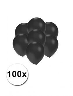 Shoppartners Party ballonnen - klein formaat - zwart - 100x - 13 cm - feestartikelen/versiering