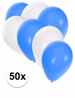 Shoppartners Party ballonnen kleuren mix set - 50x stuks - Ballonnen - blauw en wit - knoopballonnen Multi