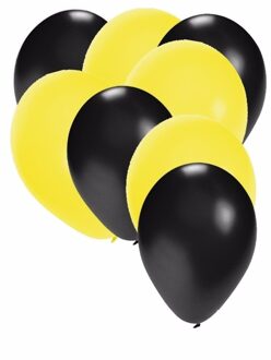 Shoppartners party ballonnen - zwart en geel - 30x stuks - feestartikelen - versiering Multi