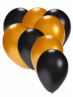 Shoppartners party ballonnen - zwart en goud - 30x stuks - feestartikelen - versiering Multi