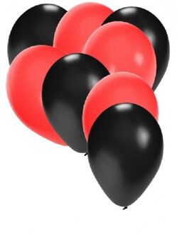 Shoppartners party ballonnen - zwart en rood - 30x stuks - feestartikelen - versiering