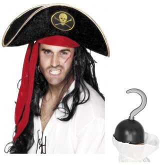 Shoppartners Piraat accessoires verkleedset hoed en piratenhaak Multi
