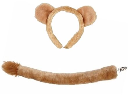 Shoppartners Pluche leeuwen verkleed set - voor kinderen - staart en oortjes - dierenpak - carnaval