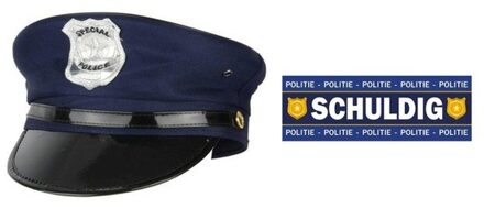 Shoppartners Politie accessoires set - voor volwassenen - politiepet - en een jij bent schuldig sticker