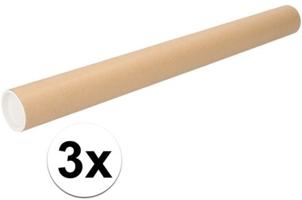 Shoppartners Poster koker van karton - 3x - 430 x 40 mm - Bruin - Verzendkokers - Voor A2 formaat papier