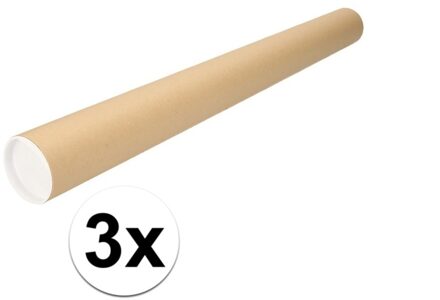 Shoppartners Poster koker van karton - 3x - 640 x 60 mm - Bruin - Verzendkokers - Voor A1 formaat papier